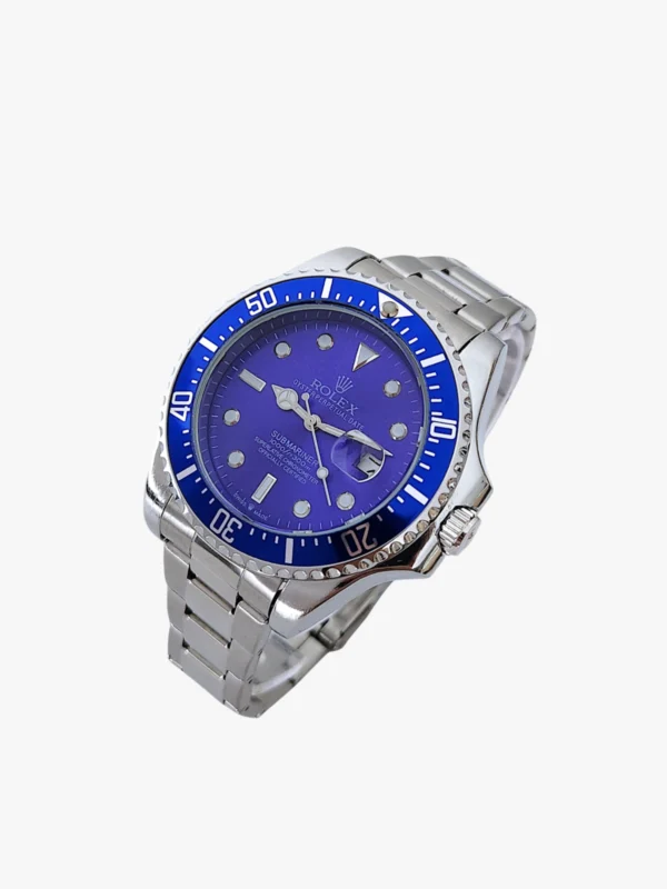 Reloj plateado con esfera azul 40 mm